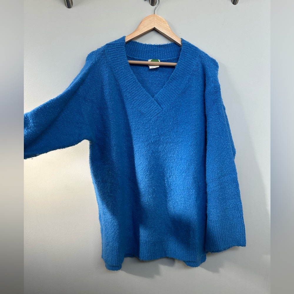 Chunky knit alpaca blend blue sweater by Anthropologie Size M